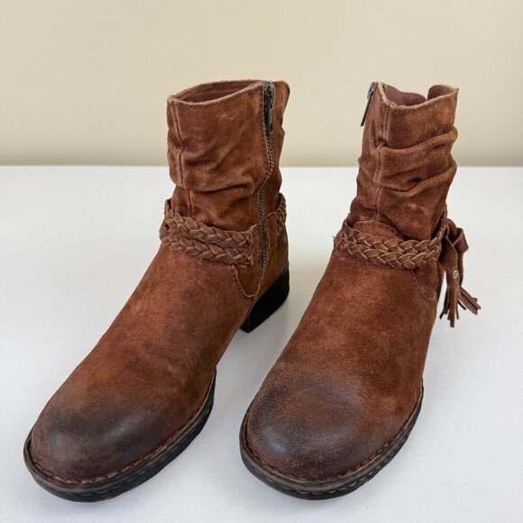 Born Shoes - EUC Born Ouvea Distressed Brown Suede Ankle Booties